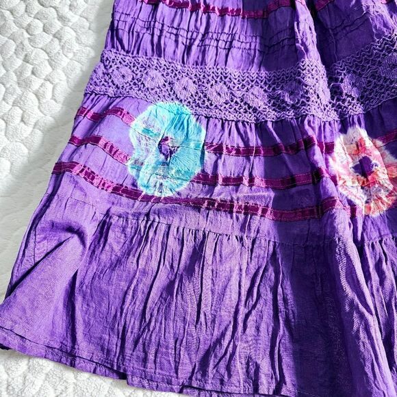 NEW tie dye skirt hippie small elastic purple eclectic unique boho gypsy - Picture 7 of 7
